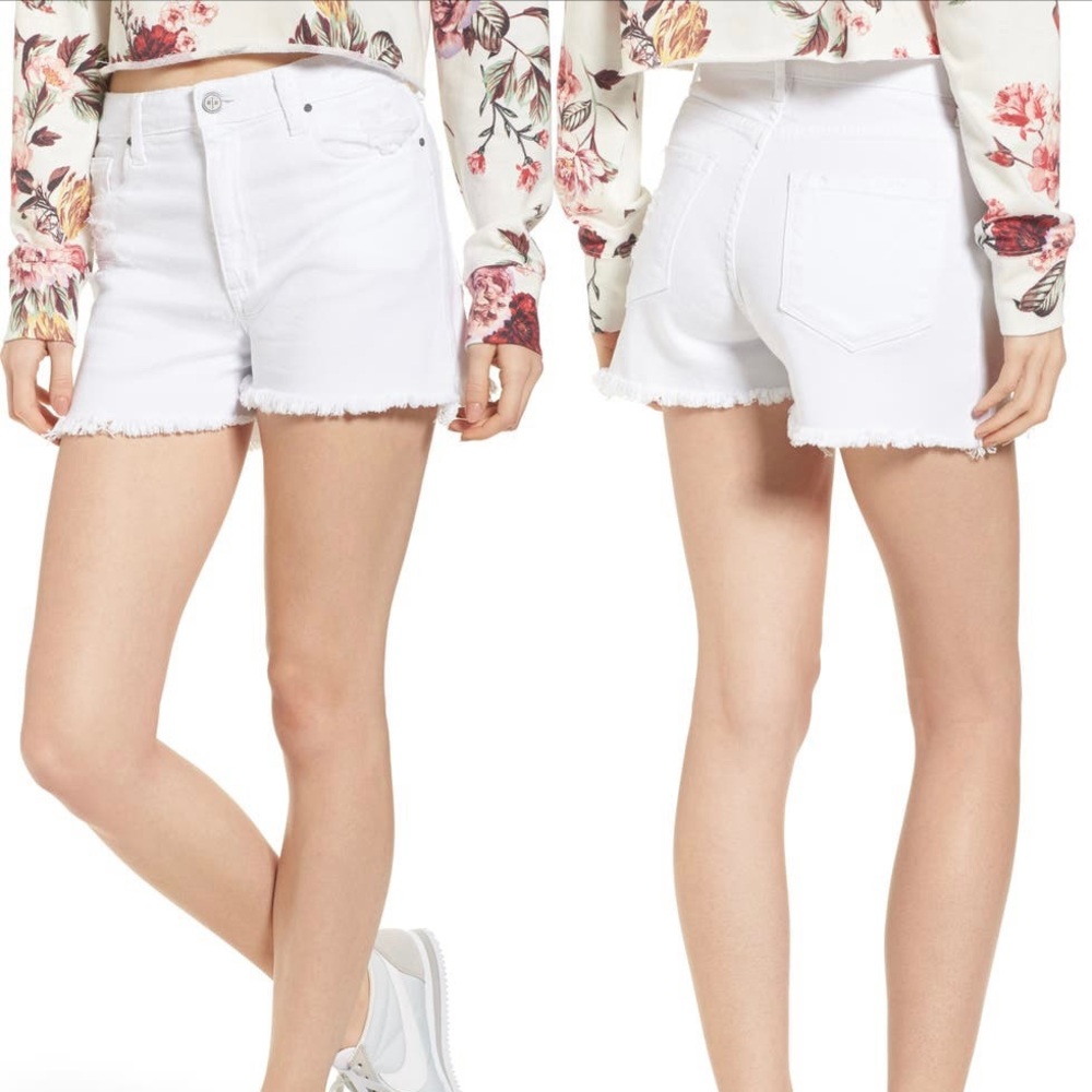 bp by Nordstrom Distressed Denim Cutoff Shorts White Size 25